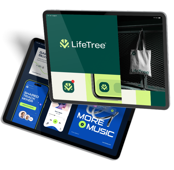 Brand identity and app design work by Design Crunchers